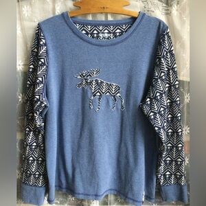 Hatley Heritage Blue Long Sleeve Tee with Moose Design
